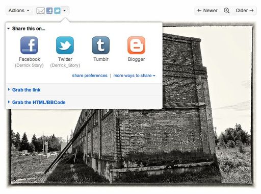New Share Feature in Flickr